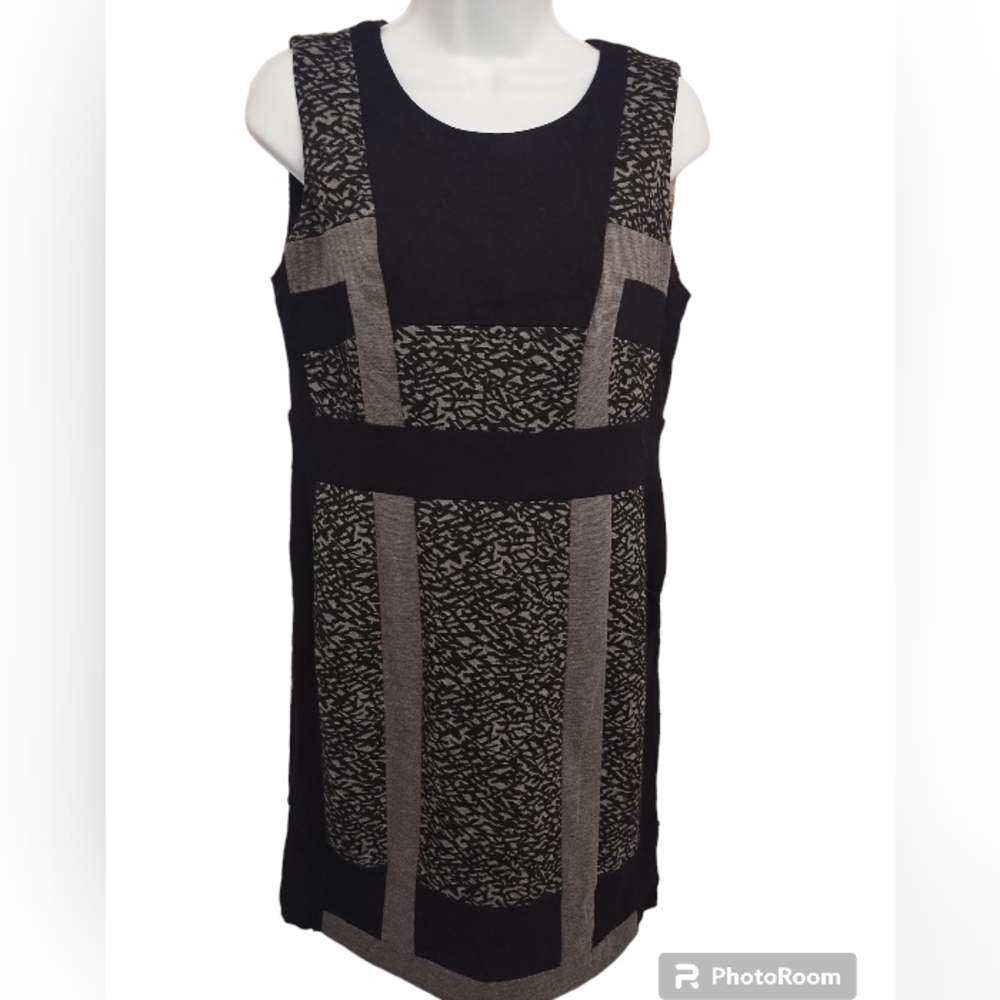 Chicos black and grey sleeveless midi dress with slip